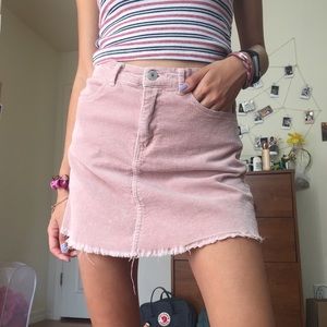 Brandy Melville Corduroy Pink Juliette Mini Skirt